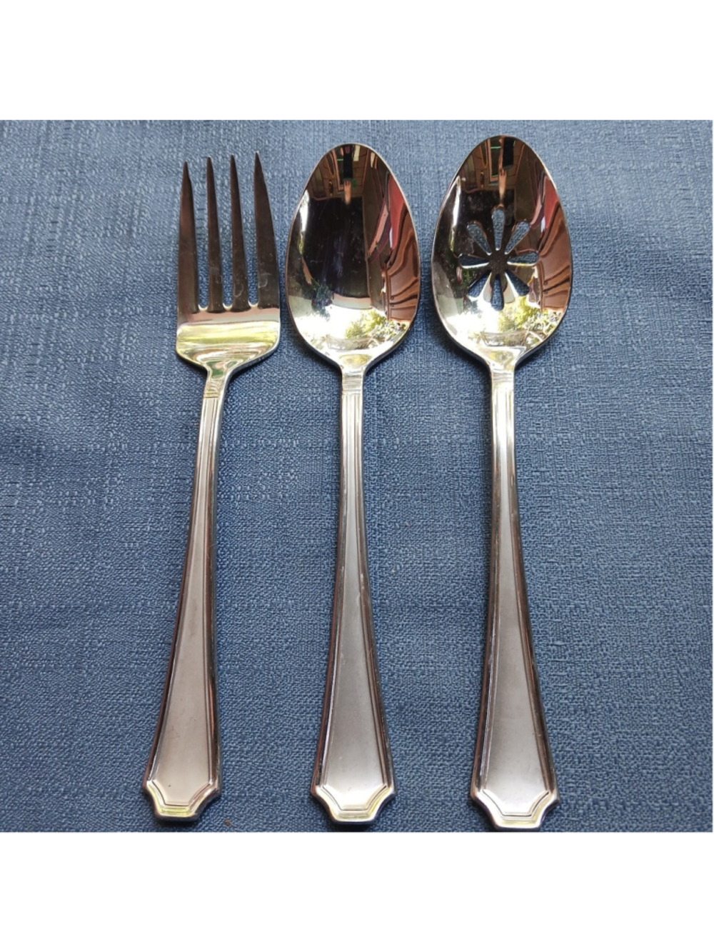 Lot of 3 Tatum Frost by Mikasa Serving Fork Spoons Stainless Steel Frost Center